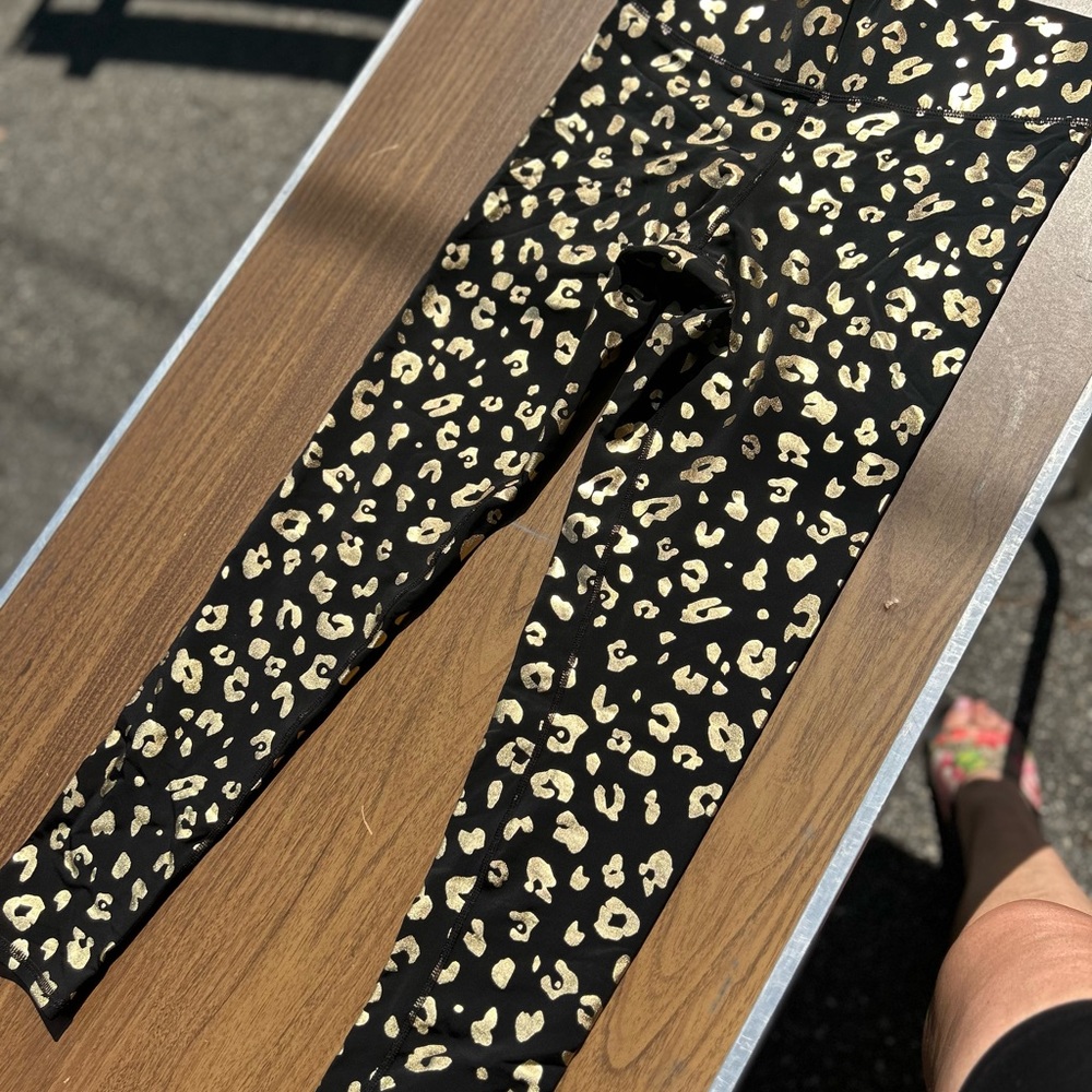Terez metallic gold foil leopard print legging